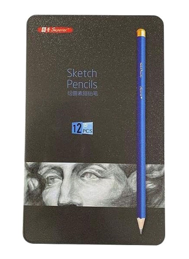 Superior Superior sketch pencils graphit set of 12 shades in a metal box - blue  - Image 3