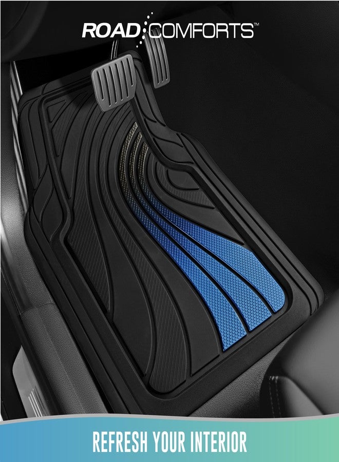 Road Comforts Rubber Sport Car Floor Mat - All-Weather Heavy Duty, Non-Slip, Trim-to-Fit, Universal Fit for Cars, Trucks, SUVs - Blue - Image 2