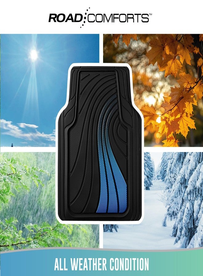 Road Comforts Rubber Sport Car Floor Mat - All-Weather Heavy Duty, Non-Slip, Trim-to-Fit, Universal Fit for Cars, Trucks, SUVs - Blue - Image 4