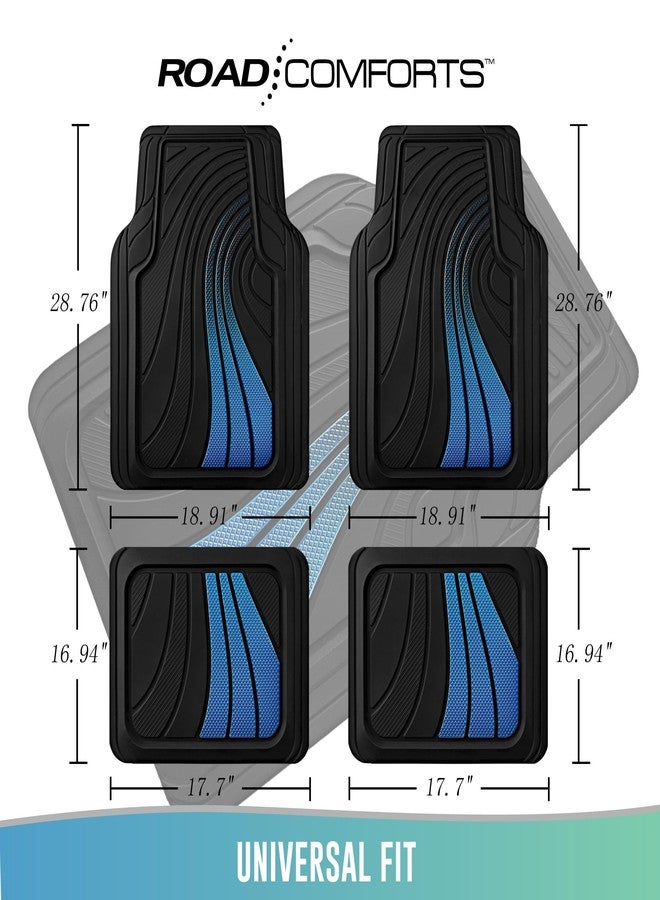 Road Comforts Rubber Sport Car Floor Mat - All-Weather Heavy Duty, Non-Slip, Trim-to-Fit, Universal Fit for Cars, Trucks, SUVs - Blue - Image 5