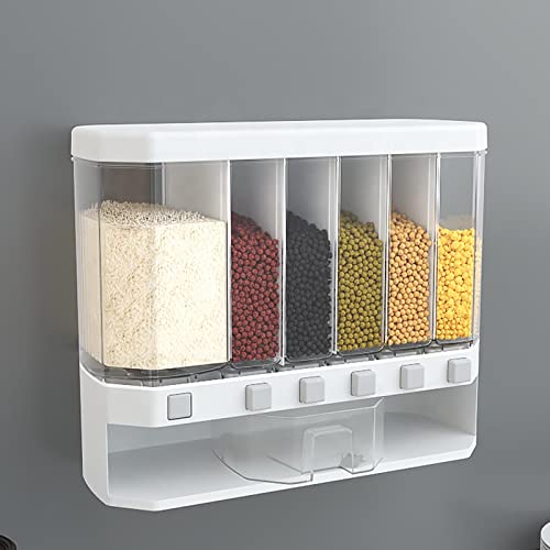 HOPz Wall Mounted Cereal Food Dispenser For Kitchen 6 Grid Dry Food Dispenser Space Saving Food Storage Containers For Cereal Rice Nuts Candy Coffee Bean Snack GrainPlasticAcrylic - Image 2