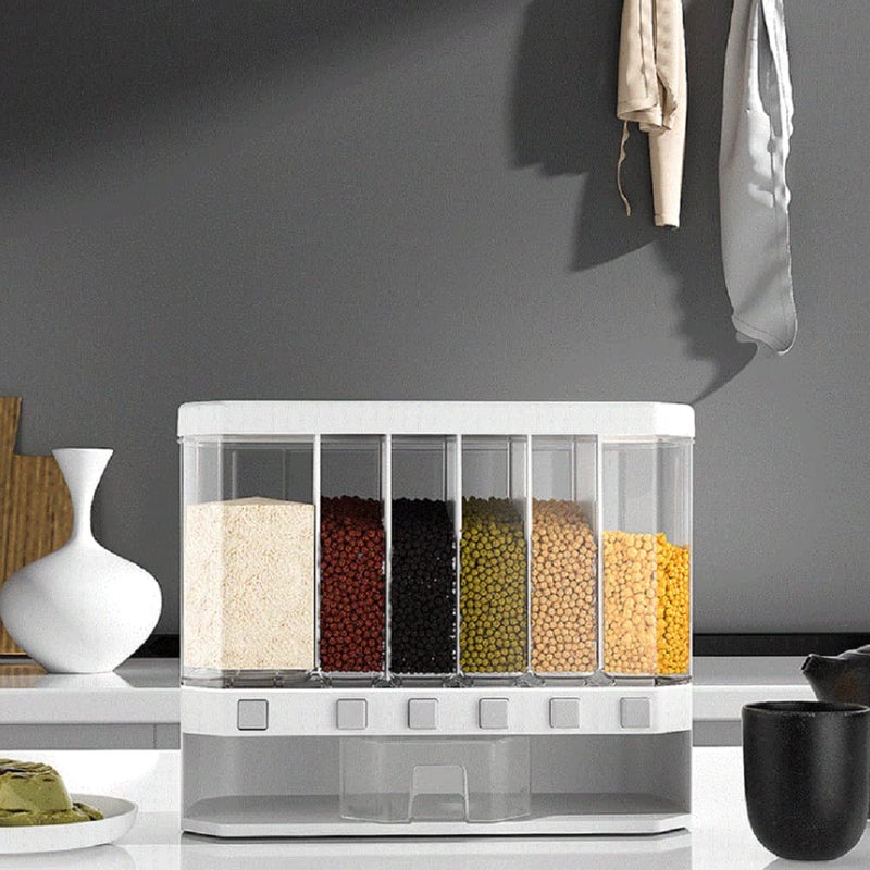 HOPz Wall Mounted Cereal Food Dispenser For Kitchen 6 Grid Dry Food Dispenser Space Saving Food Storage Containers For Cereal Rice Nuts Candy Coffee Bean Snack GrainPlasticAcrylic - Image 1