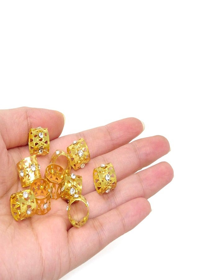 Honbay 20PCS Gold Rhinestone Hair Rings Dreadlocks Beads Braid Hair Cuffs Braiding Hair Jewelry (Triangle Hollow Out) - Image 4