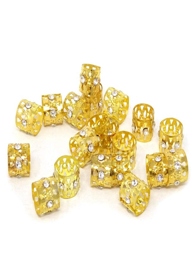 Honbay 20PCS Gold Rhinestone Hair Rings Dreadlocks Beads Braid Hair Cuffs Braiding Hair Jewelry (Triangle Hollow Out) - Image 1