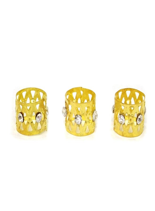 Honbay 20PCS Gold Rhinestone Hair Rings Dreadlocks Beads Braid Hair Cuffs Braiding Hair Jewelry (Triangle Hollow Out) - Image 3