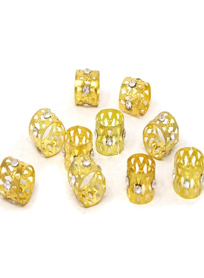Honbay 20PCS Gold Rhinestone Hair Rings Dreadlocks Beads Braid Hair Cuffs Braiding Hair Jewelry (Triangle Hollow Out) - Image 5
