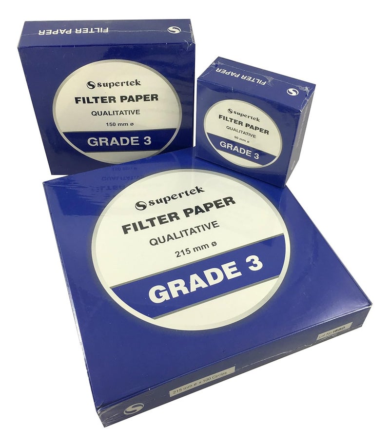 Supertek Filter Paper, Qualitative, Grade 3, 150 mm (Diameter) Pack of 100 sheets - Image 2