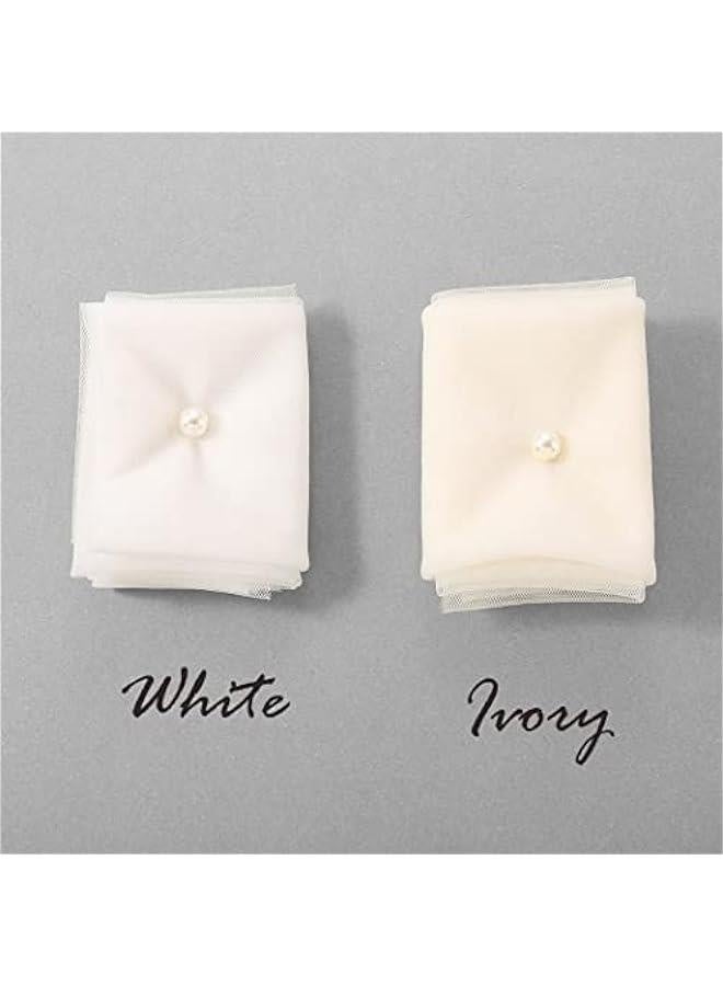 2 Tier Bride Wedding Veil Elbow Length Short Bridal Tulle Veils Ribbon Edge Veils with Comb for Brides and Women - Image 2