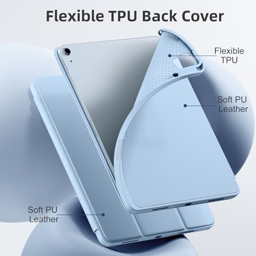 Akkerds Compatible for iPad Air 13 Inch Case (M3/M2) 2025/2024 with Pencil Holder, Trifold Stand Protective Cover/Soft TPU Back for iPad Air 13 Case, Supports Touch ID, Auto Wake/Sleep, Sky Blue - Image 5