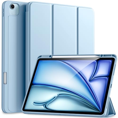Akkerds Compatible for iPad Air 13 Inch Case (M3/M2) 2025/2024 with Pencil Holder, Trifold Stand Protective Cover/Soft TPU Back for iPad Air 13 Case, Supports Touch ID, Auto Wake/Sleep, Sky Blue - Image 1