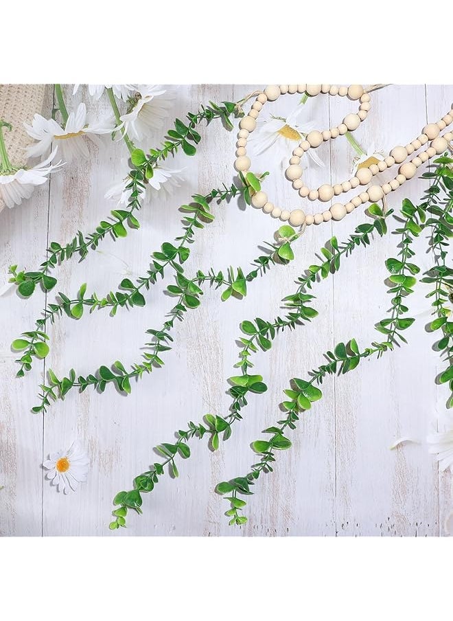 erorex Hanging Photo Display Holder Wall Decor With Wooden Cards Clips Style Picture Frame Wood Beads Garland Artificial Eucalyptus Plant Home Decoration For Farmhouse Greenery Cubicle Bedroom  - Image 5
