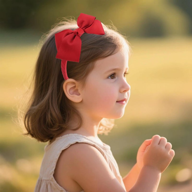 7Rainbows Fashion Cute Red Bow Headband for Girls Toddlers. - Image 2