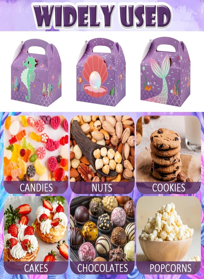 Sumalon 36 Pcs Party Favor Boxes With Handles, 6.3 Inch Foldable Paper Treat Boxes Candy Boxes, Gift Boxes Goodies Boxes for Birthday, Shower, Wedding, Party Supplies Decorations (Mermaid - Image 5