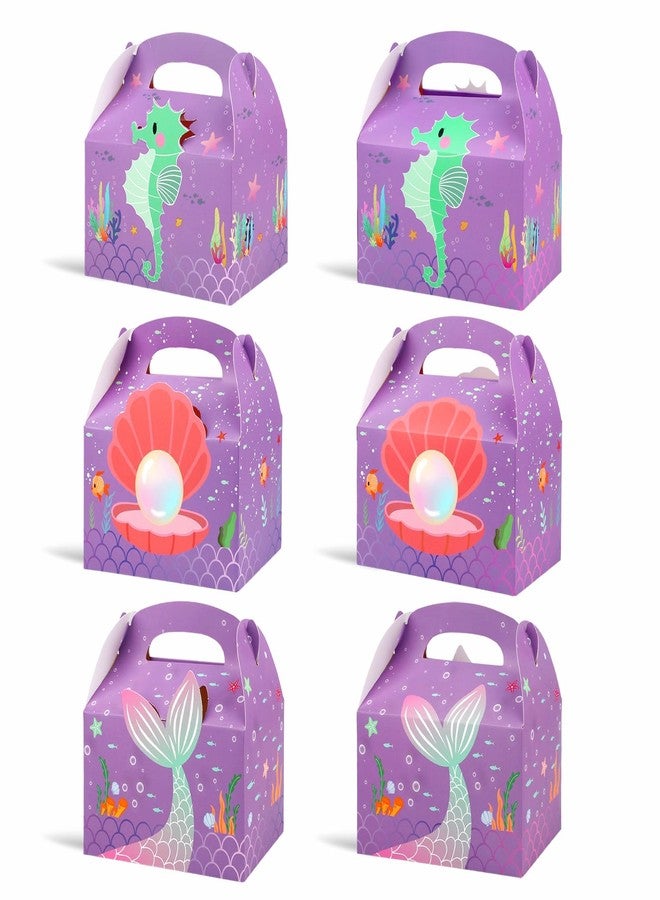 Sumalon 36 Pcs Party Favor Boxes With Handles, 6.3 Inch Foldable Paper Treat Boxes Candy Boxes, Gift Boxes Goodies Boxes for Birthday, Shower, Wedding, Party Supplies Decorations (Mermaid - Image 1