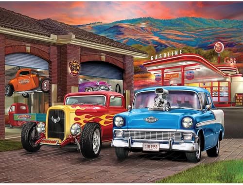 Bits and Pieces 200 Piece Puzzles for Adults Hot Rod Sunset 200 Extra Large Pieces 15 x 19 Jigsaw Puzzles Classic Cards Hot Rods No 2 Pieces Alike - Image 5