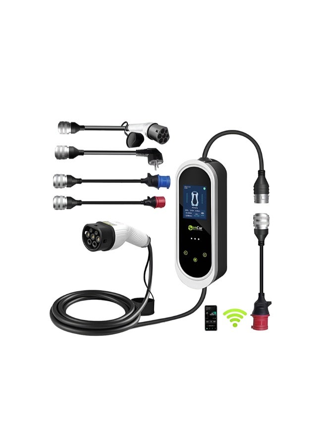 Zencar Model E-Pro Portable EV Charger 22kW Type 2 – 10m Cable, 4 Input Plugs (3 Phase / Single Phase / 220V / Type 2) - Image 1