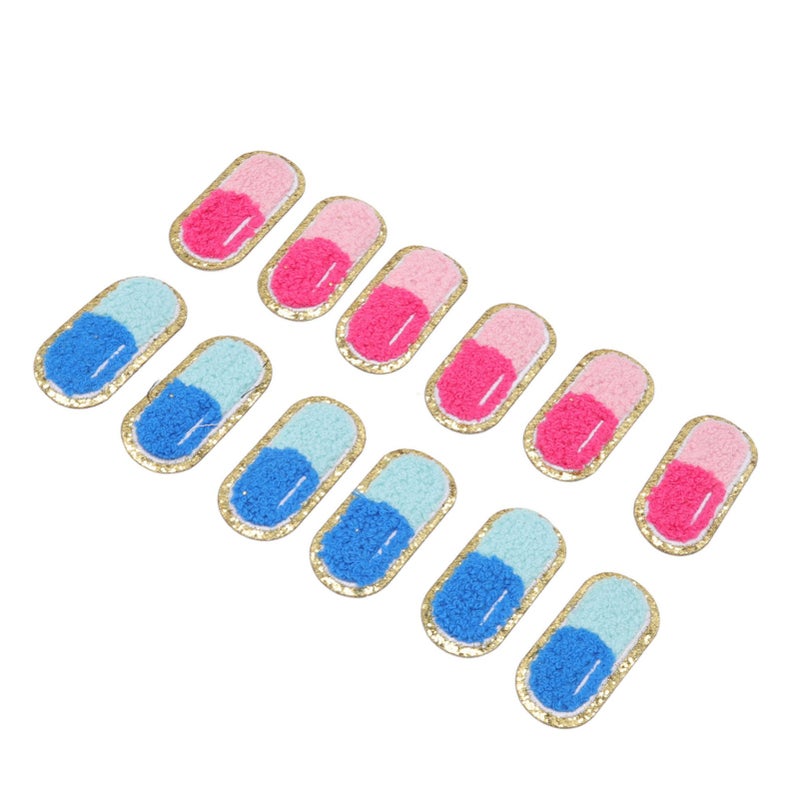 12 Pcs Embroidered Patches Cartoon Cute Pill Shape Easy Ironing Patches for DIY Clothing Bags Shoes Shirts Socks - Image 5