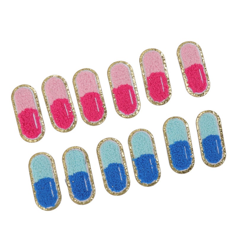12 Pcs Embroidered Patches Cartoon Cute Pill Shape Easy Ironing Patches for DIY Clothing Bags Shoes Shirts Socks - Image 3