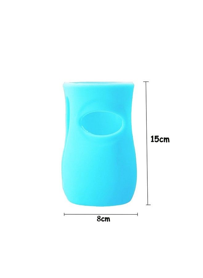The Little Lookers - Baby Feeding Glass Bottle Protection Silicone Cover Sleeve Holder Suitable For Wide Neck Avent Feeder; Protector Cover For Babies (Wide Neck 240260Ml Blue) - Image 1