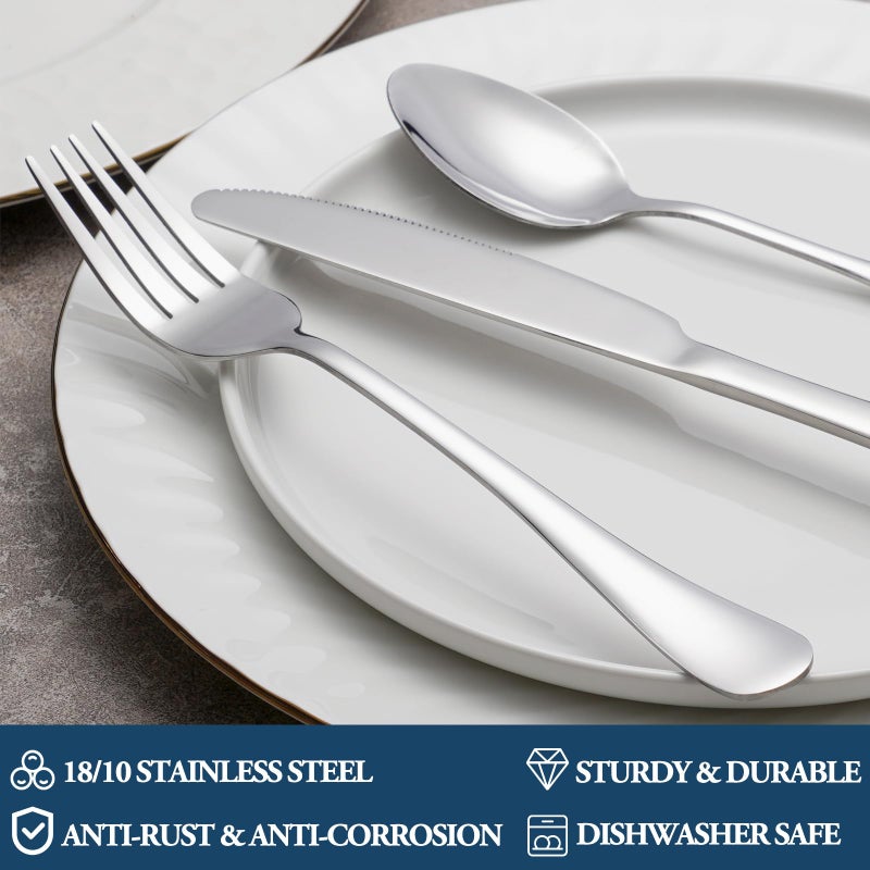 MUTNITT 32 Piece Dinner Forks Set  Food-Grade Stainless Steel Silverware Forks  Cutlery Forks  Metal Forks For Home  Kitchen Or Restaurant  Mirror Polished  Dishwasher Safe - 8 Inch - Image 3