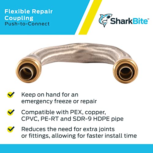 SharkBite 3/4 x 18 Inch Flexible Repair Coupling Hose, Push To Connect Brass Plumbing Fitting, PEX Pipe, Copper, CPVC, PE-RT, HDPE, U3016FLEX18LF - Image 4