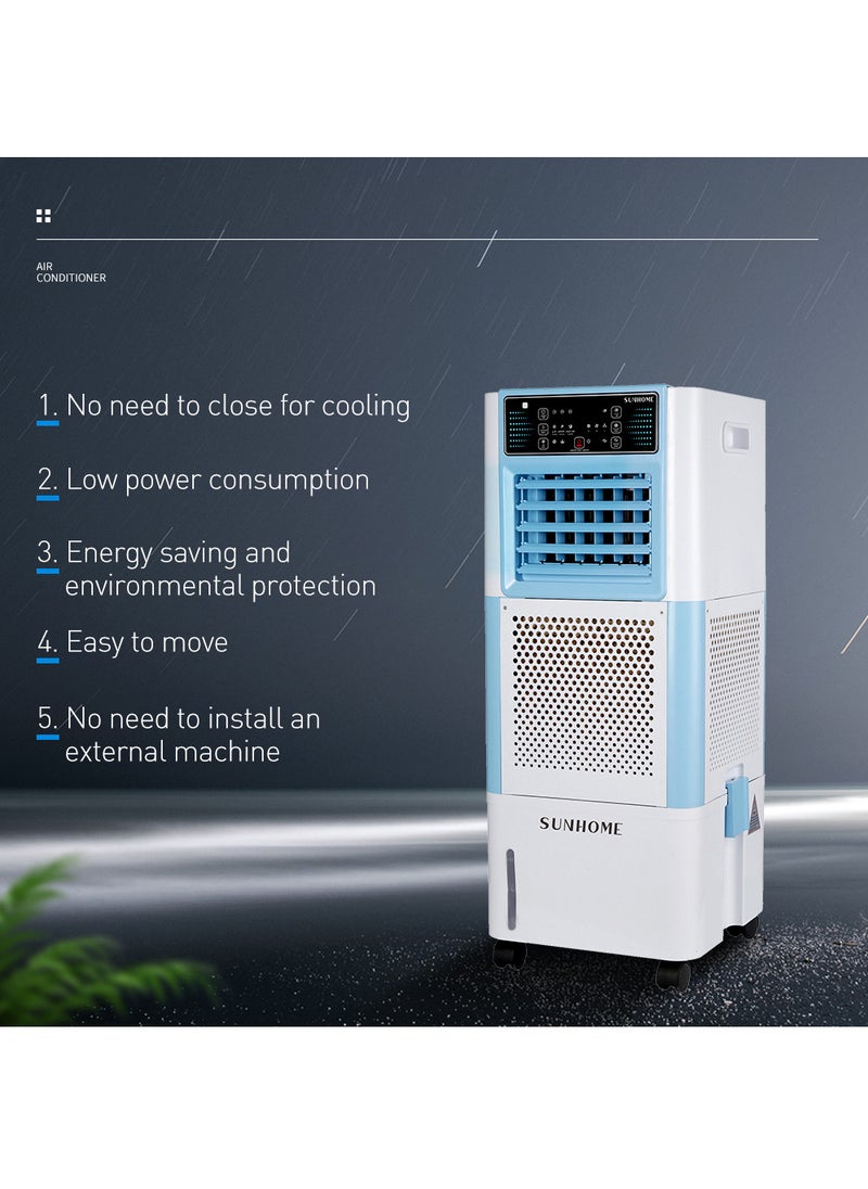 Sunhome - 18L Evaporative Air Cooler, Led Display Cooling Fan with 3 Modes & 3 Speeds, Windowless Air Conditioner with Remote Control - Image 1