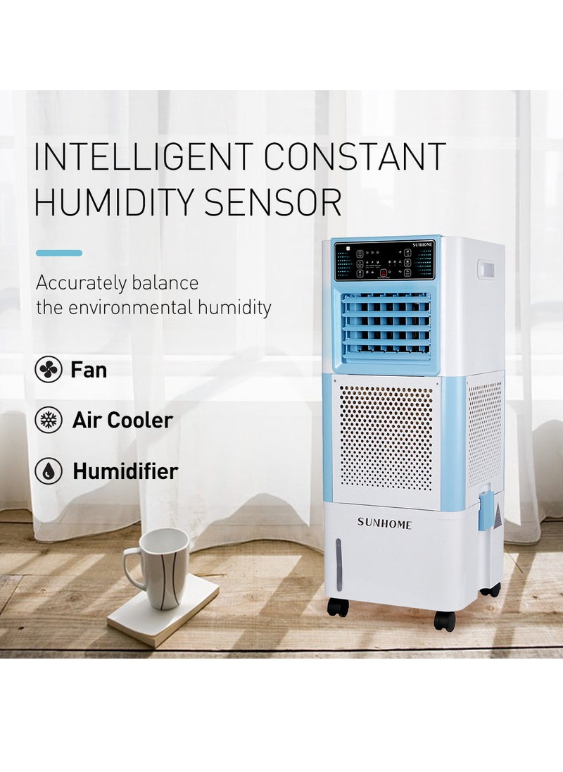 Sunhome - 18L Evaporative Air Cooler, Led Display Cooling Fan with 3 Modes & 3 Speeds, Windowless Air Conditioner with Remote Control - Image 1