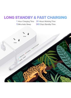 Rock Pow Active Digital Stylus iPad Pen Pencil Pro with Fast Charging & Palm Rejection For Apple iPad 2018 -2022 and Later White  - Image 4