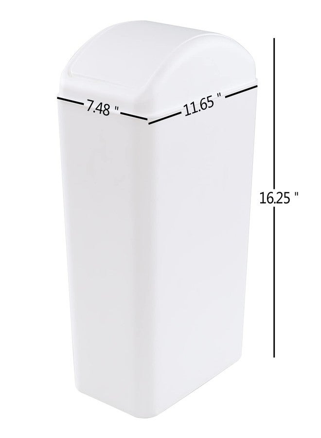 AnnkkyUS 16 Liter Plastic Garbage Can, Waste Bin with Swing Lid (White) - Image 2