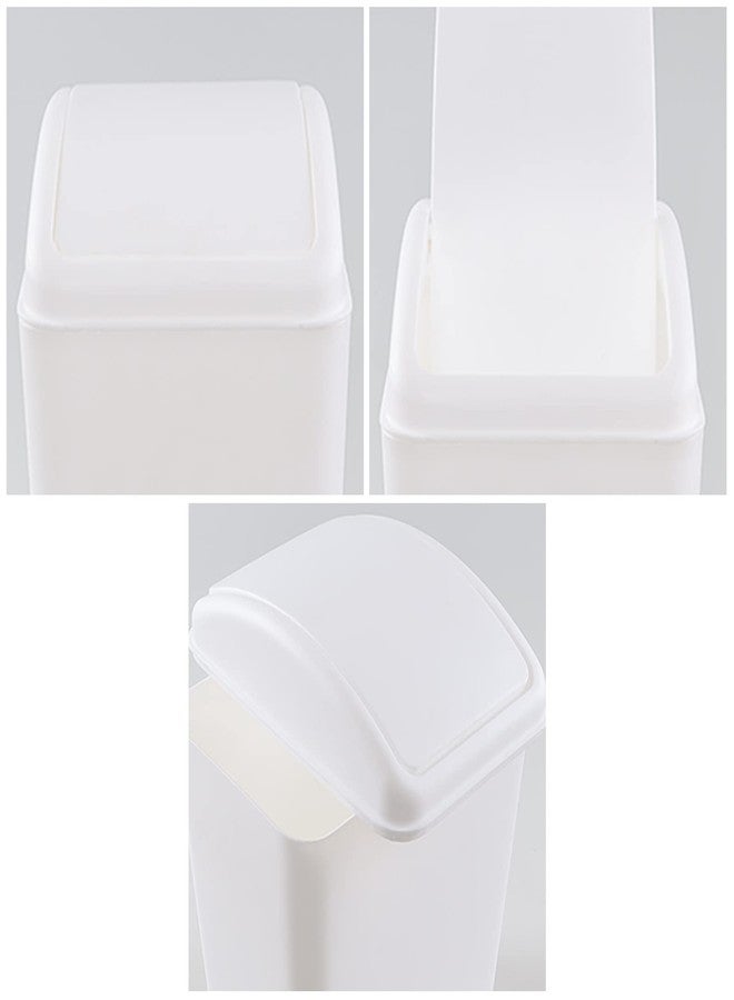 AnnkkyUS 16 Liter Plastic Garbage Can, Waste Bin with Swing Lid (White) - Image 3