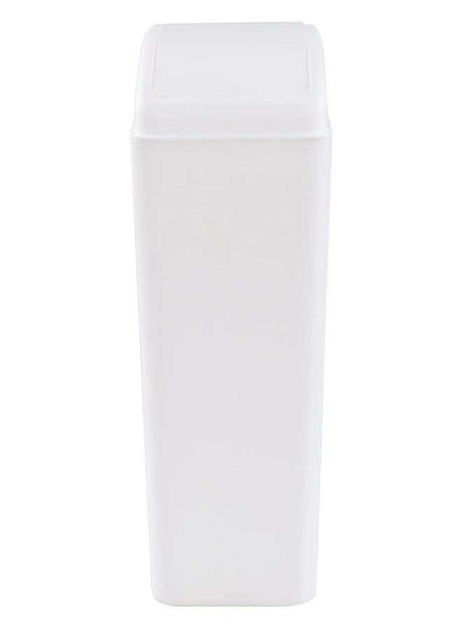 AnnkkyUS 16 Liter Plastic Garbage Can, Waste Bin with Swing Lid (White) - Image 1