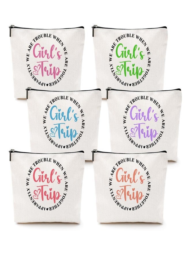 CQM 6 Pcs Girls Trip Gifts Girls Weekend Makeup Bag Girl Trip Gifts Favors Summer Gift Cosmetic Bag Toiletry Bag Zipper Pouch Weekender Bags for Women Girl Friendship Bachelorette Party Birthday - Image 1