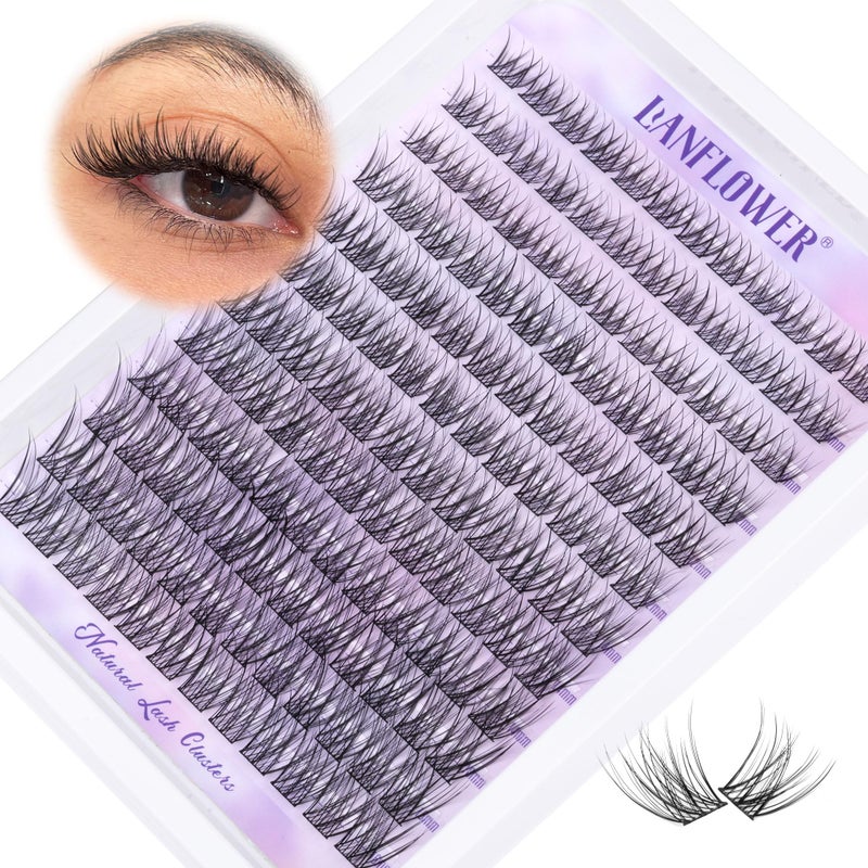 LANFLOWER Wispy Lash Clusters Natural Eyelash Clusters C Curved Individual Lashes 10-16mm Cluster Eyelash Extensions Soft Lash Extension DIY at Home Cluster Lashes by Lanflower - Image 1