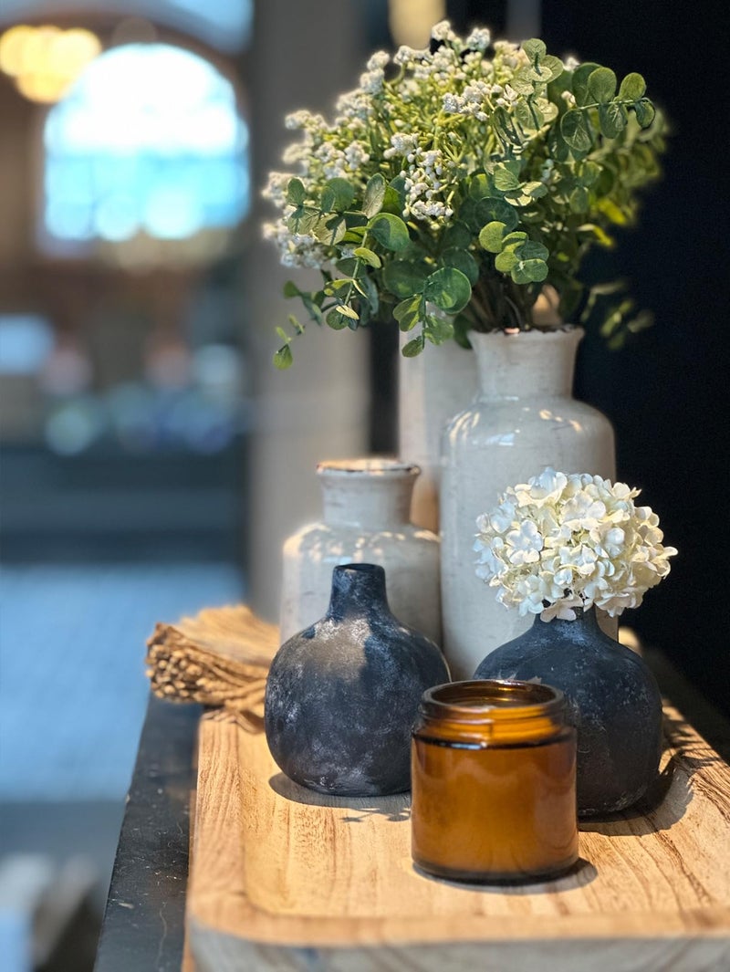 CwlwGO-Small White Ceramic Vase Set,Rustic Flower Vases for Home Décor,Flower Vase,Farmhouse Country Décor,Living Room Centerpiece Table Decorations,Shelf & Mantel Decor. - Image 4
