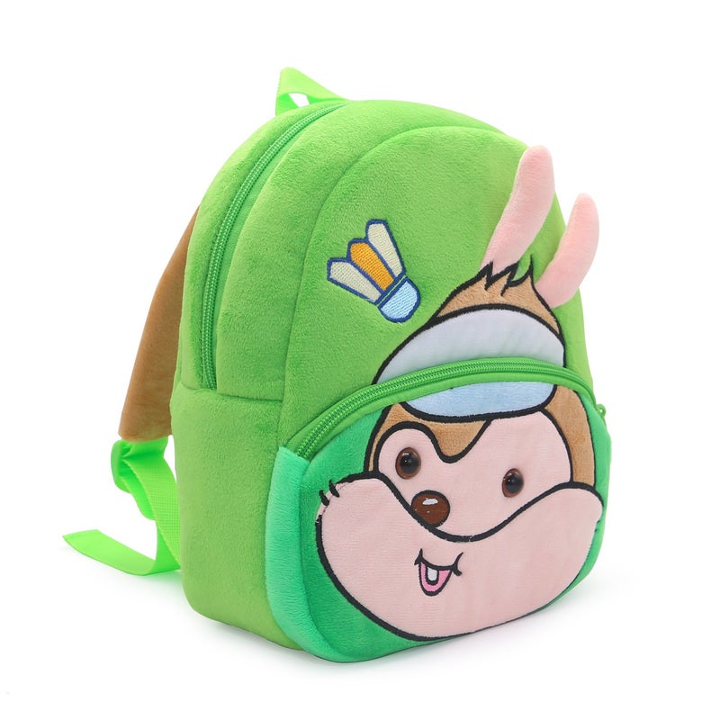 Plush Kids Backpack, Badminton Squirrel Animal Design, Soft Lightweight School Bag for Toddlers and Preschool Kids - Image 4