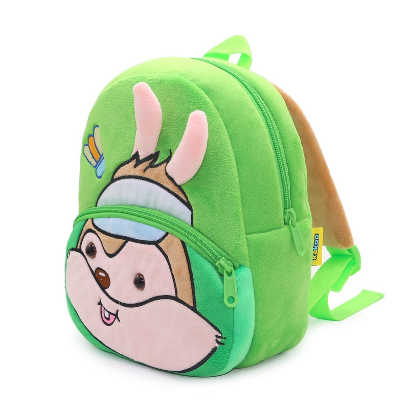 Plush Kids Backpack, Badminton Squirrel Animal Design, Soft Lightweight School Bag for Toddlers and Preschool Kids - Image 3