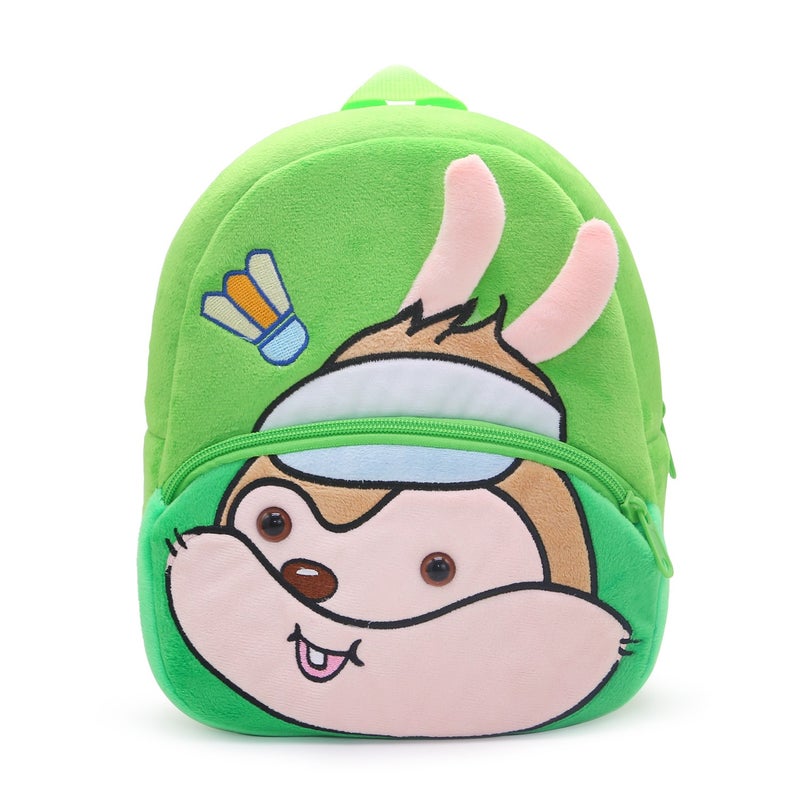 Plush Kids Backpack, Badminton Squirrel Animal Design, Soft Lightweight School Bag for Toddlers and Preschool Kids - Image 2