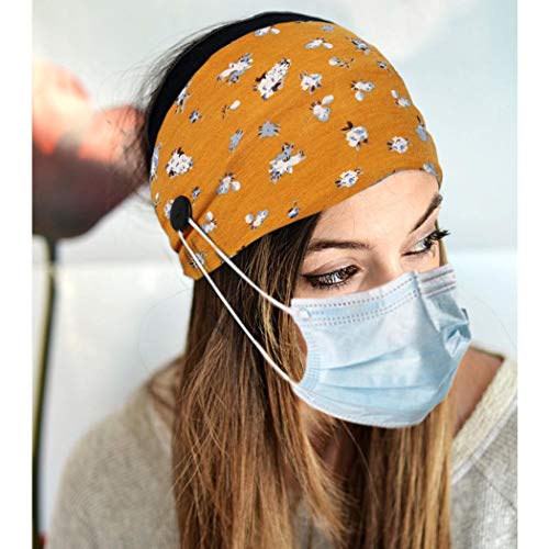 Bohend Boho Button Headbands Wide Stretchy Daily Use Hair Band Headwear Sport Athletic Yoga Gym Hair Accessories for Women and Girls(3pcs) (K) - Image 4