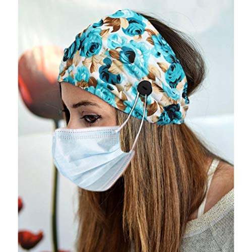 Bohend Boho Button Headbands Wide Stretchy Daily Use Hair Band Headwear Sport Athletic Yoga Gym Hair Accessories for Women and Girls(3pcs) (K) - Image 5
