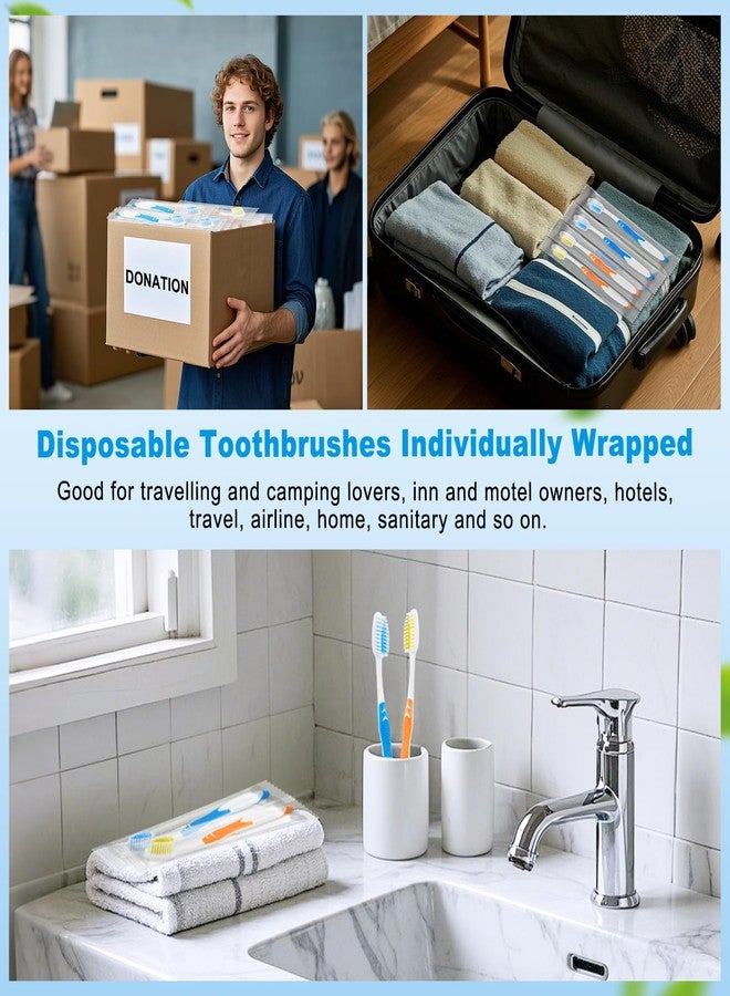 Zhjianup 100 PCS Disposable Toothbrushes Individually Wrapped Bulk Toothbrush Pack, Medium Soft Toothbrushes for Adults, Kids, Guests, Travel, Hotel, Nursing, Donation (2 Colors - Image 5
