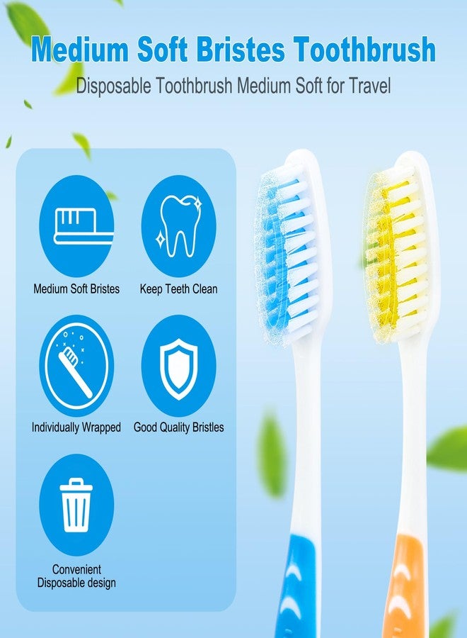 Zhjianup 100 PCS Disposable Toothbrushes Individually Wrapped Bulk Toothbrush Pack, Medium Soft Toothbrushes for Adults, Kids, Guests, Travel, Hotel, Nursing, Donation (2 Colors - Image 3