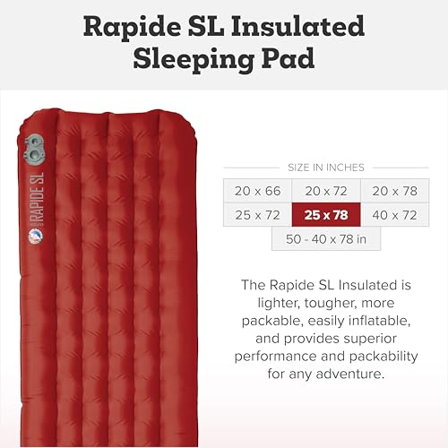 Big Agnes Rapide SL - Insulated Sleeping Pad, Ultralight, All Season Compact Backpacking and Hiking, Pumphouse Sack Included, Orange, 25x78 Wide Long - Image 2