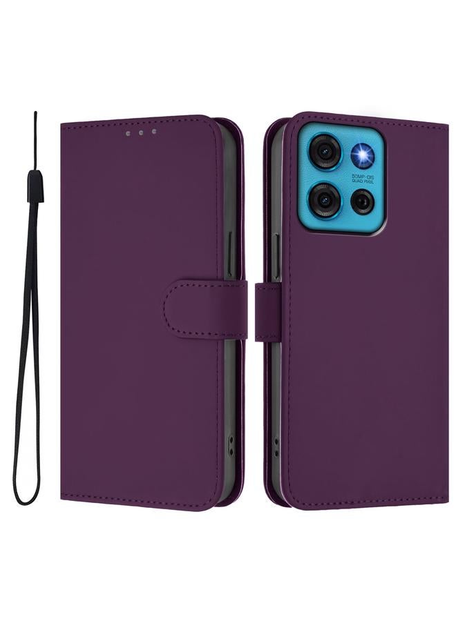 اس-توب جراب لهاتف Motorola Moto G75 5G مصنوع من الجلد بلون سادة مع حبل تعليق - Image 2