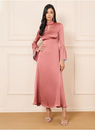 Satin Embellished Trim Bell Sleeves A-Line Maxi Dress - pzsku/Z4E5D17F65BE265EB6A90Z/45/1746429784/f56013c8-ee41-4334-93bf-4f97f13ff51a