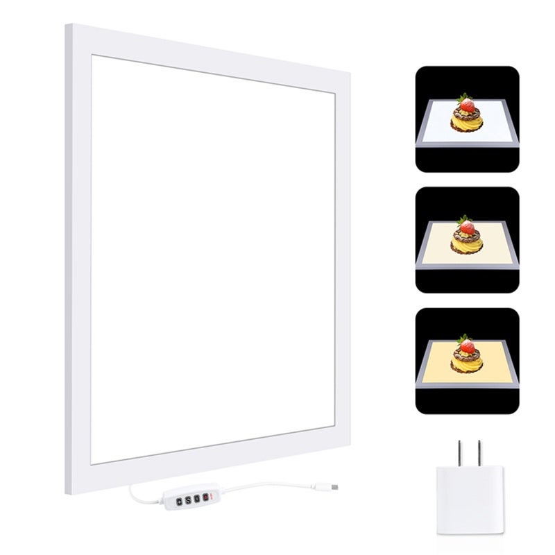 مصباح أسفل صندوق سافت بوكس بدون ظلال لتصوير LED 1200LM + لوحة مصباح قابلة للتعديل بدون ظلال ومفتاح - مادة أكريلكية - لصندوق خيمة التصوير - إضاءة خافتة بدون قطبية (مقبس أمريكي) - Image 1