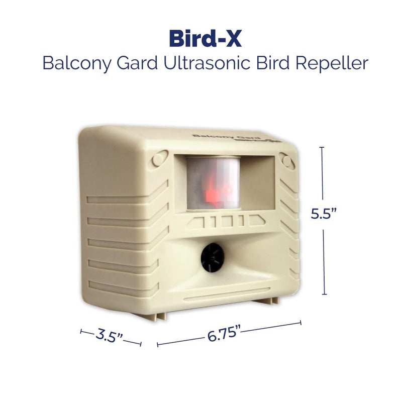 Bird-X Balcony Gard, Ultrasonic Bird Preventer, Outdoor Bird Decoy with Motion-Sensor, Easy to Install, Covers up to 900 sq. ft., 15 to 25 kHz Frequency, 6.75" x 5.5" x 3.5" - Image 2