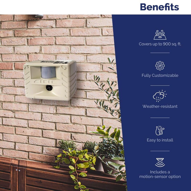 Bird-X Balcony Gard, Ultrasonic Bird Preventer, Outdoor Bird Decoy with Motion-Sensor, Easy to Install, Covers up to 900 sq. ft., 15 to 25 kHz Frequency, 6.75" x 5.5" x 3.5" - Image 5