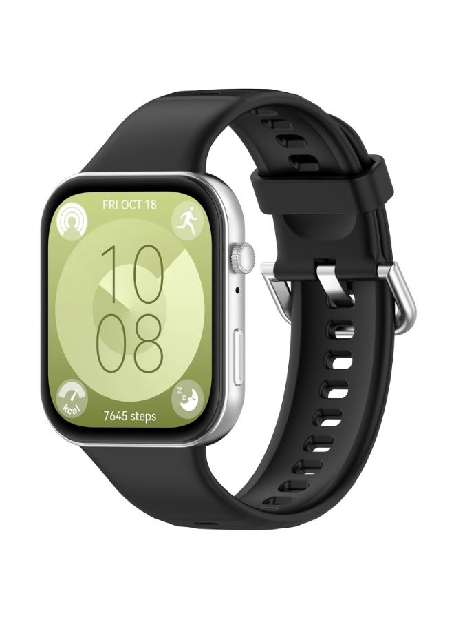 3 PCS Strap for HUAWEI Watch Fit 3/Fit 4/Fit 4 Pro, Silicone Watchband Replacement Bracelet Black, White and Blue - Image 4