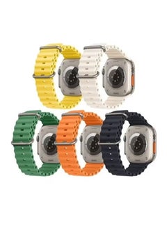 5 Pack Ocean Band Compatible with apple Watch Ultra band 49mm 45mm 44mm 42mm Men Women, Soft Silicone Sport Band Replacement Strap for apple Watch Ultra watch Series 8 7 SE 6 5 4 3 2 1