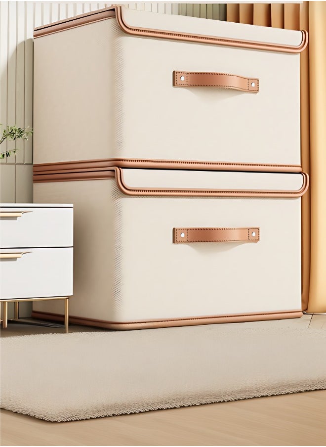 Generic 56l Cotton-Linen Storage Box with Zipper and Lock for Home Wardrobe  - Image 3